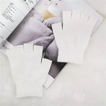 Зимние теплые вязаные перчатки без пальцев с полупальцами, волшебные варежки для женщин и мужчин, аксессуары в обычном размере чёрный