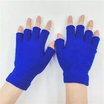 Зимние теплые вязаные перчатки без пальцев с полупальцами, волшебные варежки для женщин и мужчин, аксессуары в обычном размере чёрный