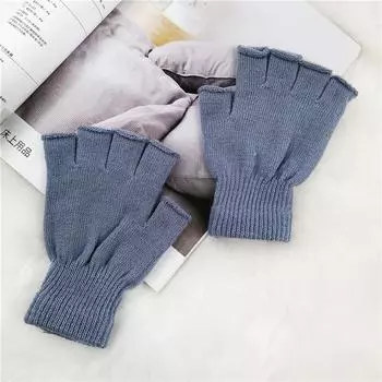 Зимние теплые вязаные перчатки без пальцев с полупальцами, волшебные варежки для женщин и мужчин, аксессуары в обычном размере чёрный