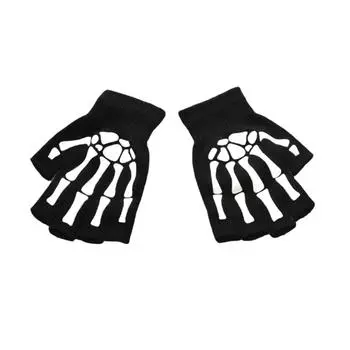 Зимние теплые вязаные перчатки с полупальцами, светящиеся флуоресцентные перчатки для езды на велосипеде с противоскользящим покрытием One Size чёрный