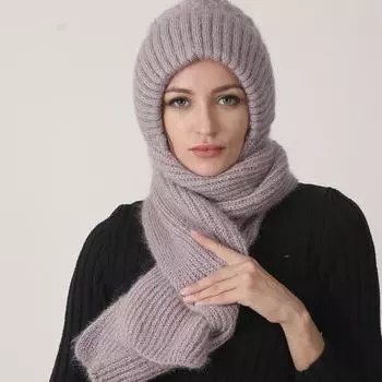 Зимние теплые вязаные толстые шапки-шарфы для женщин на открытом воздухе, высокоэластичная ветровая шапка верблюд