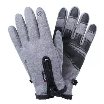 Зимние теплые взрослые лыжные перчатки на молнии с сенсорным экраном, перчатки для езды на мотоцикле, водонепроницаемые и утолщенные, морозостойкие M