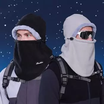 Зимние теплые защитные средства для шеи Интегрированная шапочка Бархатные защитные наушники Ветрозащитная маска Мужская велосипедная лыжная защита для лица Кепка-пуловер бежевый