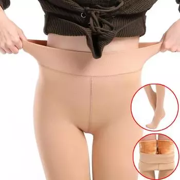 Зимние теплые женские бархатные эластичные леггинсы, брюки, толстые колготки на флисовой подкладке S чёрный