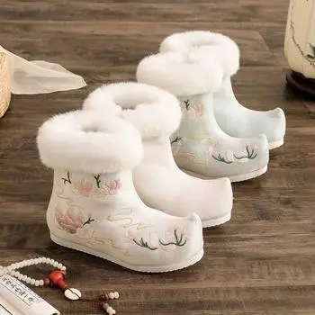 Зимние теплые женские ботильоны, слипоны, флисовая подкладка, зимние ботинки с боковой молнией, женские удобные короткие ботинки с вышитой подкладкой из искусственного меха 35