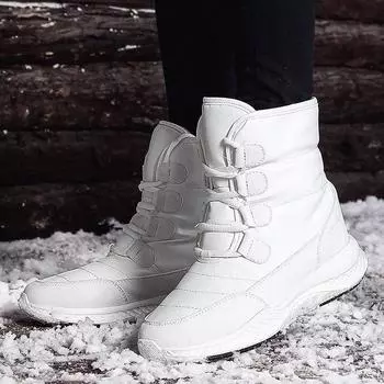 Зимние теплые женские ботинки на танкетке и платформе, удобные хлопковые ботинки на толстой подошве, нескользящие, для альпинизма и путешествий, для снегоступов 36 чёрный