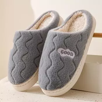 Зимние теплые женские хлопковые тапочки для пар, для дома, волнистый узор, мягкая подошва, унисекс, удобная домашняя обувь 36-37 розовый