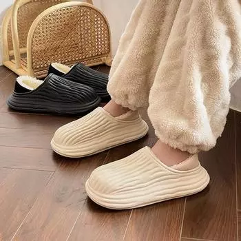 Зимние теплые женские тапочки повседневные плюшевые балетки домашние водонепроницаемые нескользящие туфли для дома и улицы толстые домашние тапочки на платформе 36-37 зелёный