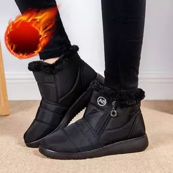 Зимние теплые женские водонепроницаемые хлопковые ботинки с боковой молнией, женская обувь 36 красный