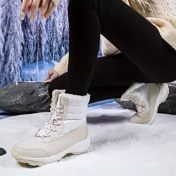 Зимние теплые зимние сапоги, плюшевые ботильоны для женщин, водонепроницаемые сапоги, женская зимняя обувь, ботиночки 34 белый
