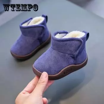 Зимние теплые зимние сапоги с мягкой подошвой для маленьких девочек и мальчиков, детская хлопковая обувь, плюшевые кроссовки Prewalker 24 дубильная кора