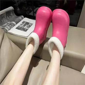 Зимние теплые зимние сапоги женские толстые плюшевые сапоги до середины голени на платформе женские хлопковые подбитые туфли водонепроницаемые мокасины белые сапоги 35