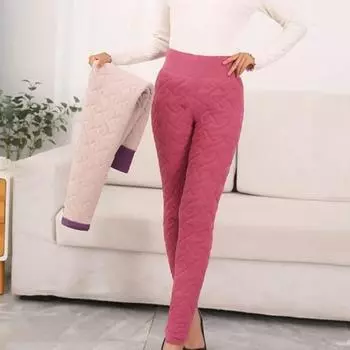 Зимние термолеггинсы с эластичной высокой талией и утолщенной бархатной подкладкой, облегающие теплые брюки S фиолетовый