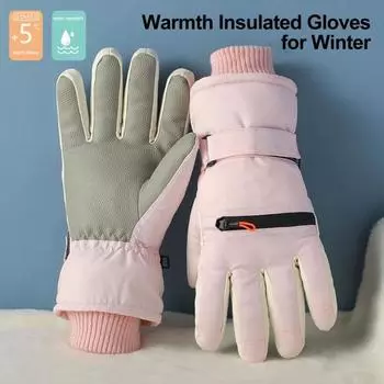 Зимние термоперчатки для лыж ветрозащитные перчатки для снега с сенсорным экраном толстые бархатные теплые перчатки для чёрный