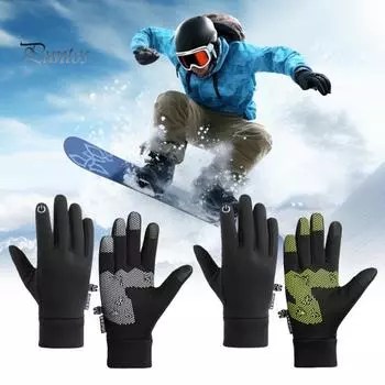 Зимние термоперчатки для мужчин и женщин, ветрозащитные, теплые флисовые перчатки для сенсорного экрана, для холодной погоды, езды на работу, катания на лыжах XL чёрный