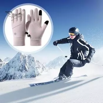 Зимние термоперчатки для мужчин и женщин, водонепроницаемые перчатки для сенсорных экранов, флисовые теплые уличные принадлежности для велоспорта, пешего туризма розовый