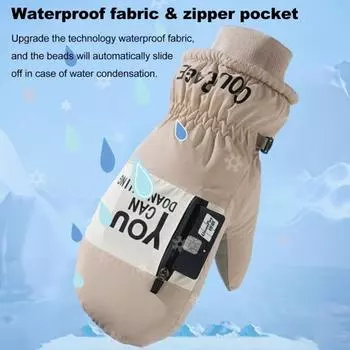 Зимние термоперчатки, водонепроницаемые перчатки для снега, флисовые лыжные варежки, теплые перчатки для холодной погоды, для велоспорта, пешего туризма, спорта на открытом воздухе B чёрный