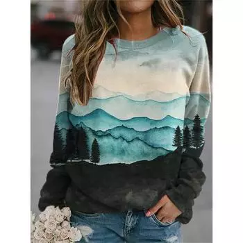 Зимние толстовки Harajuku с принтом 3D Deep Landscapes для женщин, крутые уличные свитера, унисекс, модная одежда, винтажные топы S