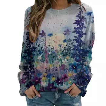 Зимние толстовки с цветочным принтом и 3D принтом, женские модные уличные пуловеры, винтажная одежда унисекс, забавные топы для девочек XXS