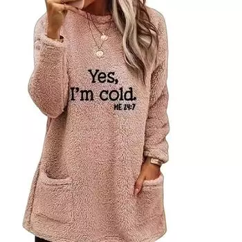 Зимние толстовки с капюшоном с круглым вырезом, свободные, средней длины, с карманами, двухсторонние, бархатные, женские толстовки с капюшоном, теплые, домашние, плюшевые, толстовки S