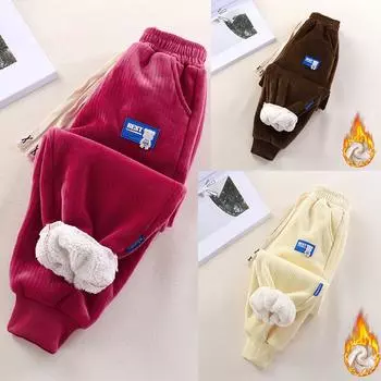 Зимние толстые бархатные повседневные брюки для мальчиков 2-10 лет, вельветовые брюки для девочек, теплая осенняя верхняя одежда, брюки, детская одежда 80cm серый