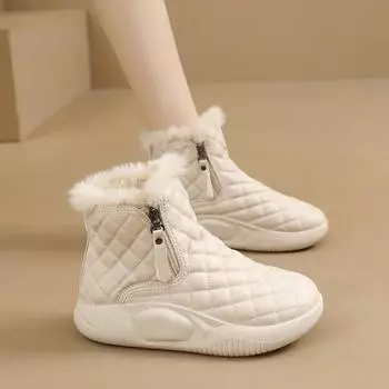 Зимние толстые белые зимние сапоги женские теплые утепленные короткие ботинки для отдыха на природе повседневная женская обувь ботильоны удобные женские туфли 36
