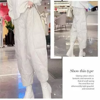 Зимние толстые и теплые женские ветрозащитные повседневные брюки M бежевый