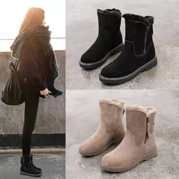 Зимние толстые и теплые зимние ботинки для женщин Осенние и зимние ботинки Ботинки Martin в британском стиле 35 чёрный