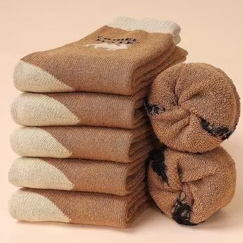 Зимние толстые махровые хлопковые носки средней длины для мужчин и женщин — теплые, устойчивые к холоду, идеально подходят для людей среднего и пожилого возраста Women s 35-40 верблюд