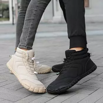 Зимние толстые нескользящие зимние ботинки хлопковая обувь плюшевая изоляция короткие ботинки зимняя теплая обувь для отдыха на открытом воздухе 36 чёрный