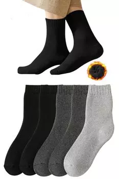 Зимние толстые теплые постоянные очень толстые ворсовые шерстяные тепловые шерстяные холодные тепловые горные x 2 темные [XCHMYi] мужские носки, [экстремально 38 температура, подкладка,