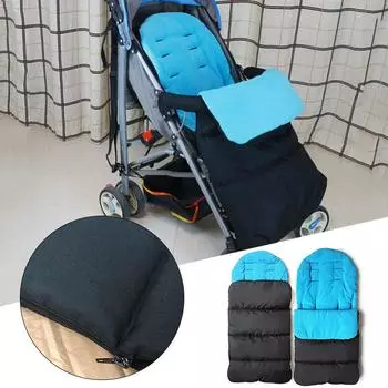 Зимние толстые ватные подушечки, детский универсальный чехол для ног, детская коляска, спальный мешок чёрный