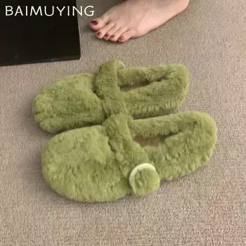 Зимние туфли на плоской подошве женские туфли-лоферы с короткими плюшевыми пряжками повседневная обувь 2025 года трендовые теплые удобные женские туфли 35 серый