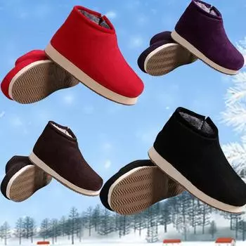 Зимние туфли на плоской подошве женские зимние ботильоны короткие плюшевые хлопковые туфли зимние дизайнерские мужские теплые повседневные туфли трендовые прогулочные хлопковые туфли 36 красный