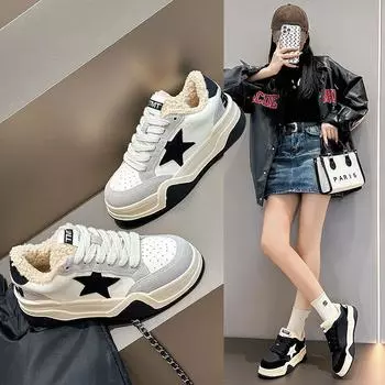 Зимние туфли Star Board из плюша и толстой кожи универсальны для повседневных женщин. 35