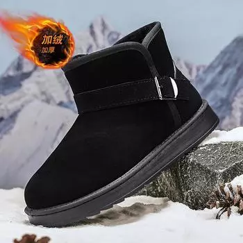 Зимние уличные ботинки для пар, сохраняющие тепло, утолщенные бархатные мужские рабочие ботинки, легкие, дышащие, повседневные, модные, универсальные, новые 36 чёрный