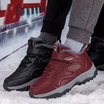 Зимние уличные кроссовки на меховой подкладке для женщин. Теплая повседневная спортивная обувь с высоким берцем на флисовой подкладке. Женские водонепроницаемые зимние ботинки без шнуровки из искусственной кожи. 36