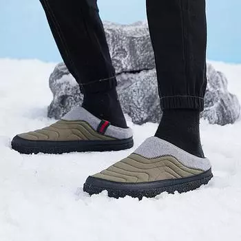 Зимние уличные тапочки из хлопка, большие размеры, теплые тапочки из хлопка для пожилых людей, 2313 упаковок, полутапочки на каблуке, мужская обувь 36 чёрный