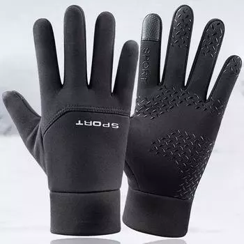 Зимние уличные теплые перчатки, мужские перчатки для бега, альпинизма, езды на велосипеде, холодные перчатки L чёрный