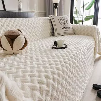 Зимние утепленные чехлы для сидений дивана, однотонные плюшевые и мягкие коврики для гостиной, пылезащитная защита мебели, украшение для дома 180x130-