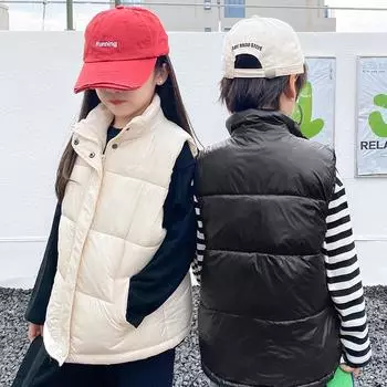 Зимние утепленные детские хлопковые жилеты на пуху для девочек, весенние жилеты для больших мальчиков носят 170 белый