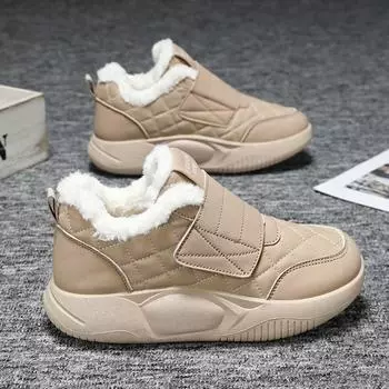 Зимние утепленные кроссовки с флисовой подкладкой, мягкая подошва, сохраняющая тепло, женская хлопковая обувь, повседневная обувь 36-42 36 чёрный