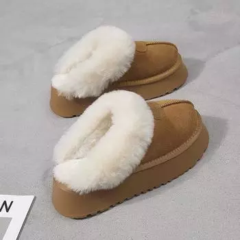 Зимние утепленные пушистые тапочки, верхняя одежда 2024 года, новые зимние сапоги на толстой подошве, женские хлопковые ботинки, женские туфли, короткие сапоги, хлопковые туфли, полуботинки 35