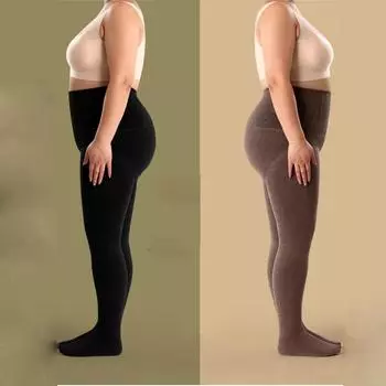 Зимние утолщенные эластичные цельные леггинсы, женские сверхъестественные однотонные хлопковые леггинсы с высокой талией, большие размеры, эластичные L260g