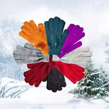 Зимние утолщенные бархатные перчатки с закрытыми пальцами, вязаные, непромокаемые, теплые перчатки Life Magic One size
