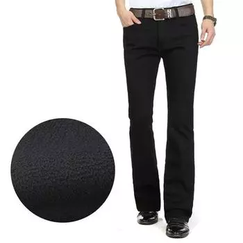 Зимние утолщенные мужские расклешенные джинсы, расклешенные джинсы, мужские черные джинсы со средней посадкой 29 чёрный