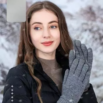 Зимние утолщенные перчатки для защиты от холода на флисовой подкладке для взрослых, теплые велосипедные перчатки, двухслойные вязаные перчатки с сенсорным экраном Free size жёлтый