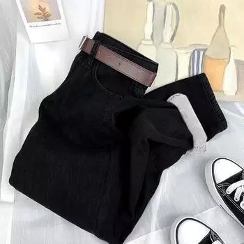 Зимние утолщенные теплые брюки Harun, прямые тонкие женские модные джинсы, повседневные брюки S светло-синий