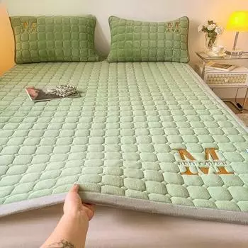 Зимние утолщенные теплые мягкие наматрасники, роскошное постельное белье размера «queen-size», нескользящий наматрасник, двуспальное покрывало с 2 наволочками 150x200cm-3pcs set