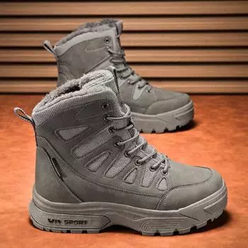 Зимние утолщенные зимние сапоги, плюшевые, теплые, нескользящие и водонепроницаемые, короткие, хлопковые туфли 46 чёрный